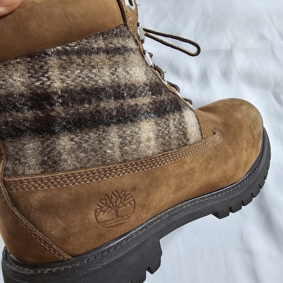 Timberland x Woolrich Leather Boots Womens 9.5 lumberjack plaid - Picture 7 of 16